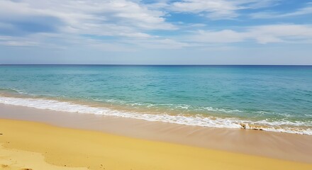 Fototapeta premium Golden Sands, Azure Dreams AI Generated