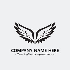 Wing illustration black and white for logo company vector image
