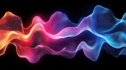 Fototapeta premium Vibrant Abstract Waves in Neon Colors Against a Dark Background