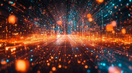 Obraz premium Vibrant Abstract Background with Radiant Particles and Light Trails