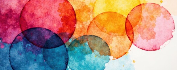 Watercolor circles in various colors overlapping each other, art, artistic