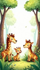 Watercolor safari animals in a nursery setting, cute animals, nursery decor