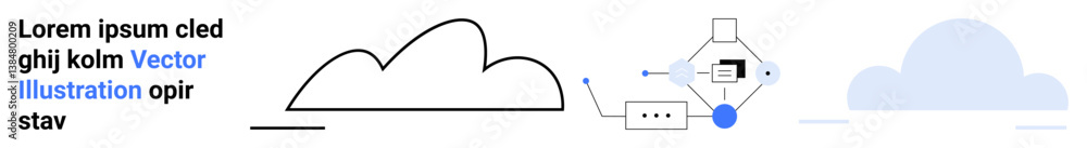 Aufkleber connected cloud outline with data node, message bubble, and communication flow, representing technol