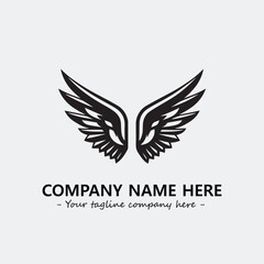 Wing illustration black and white for logo company vector image
