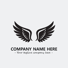 Wing illustration black and white for logo company vector image

