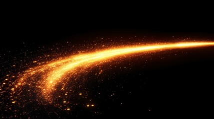Obraz premium Golden Sparkle Trail on Black Background Abstract Energetic Design