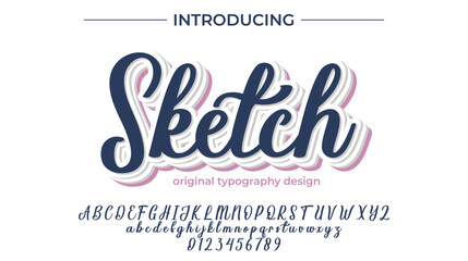 Sketch Font Stylish brush painted an uppercase vector letters, alphabet, typeface