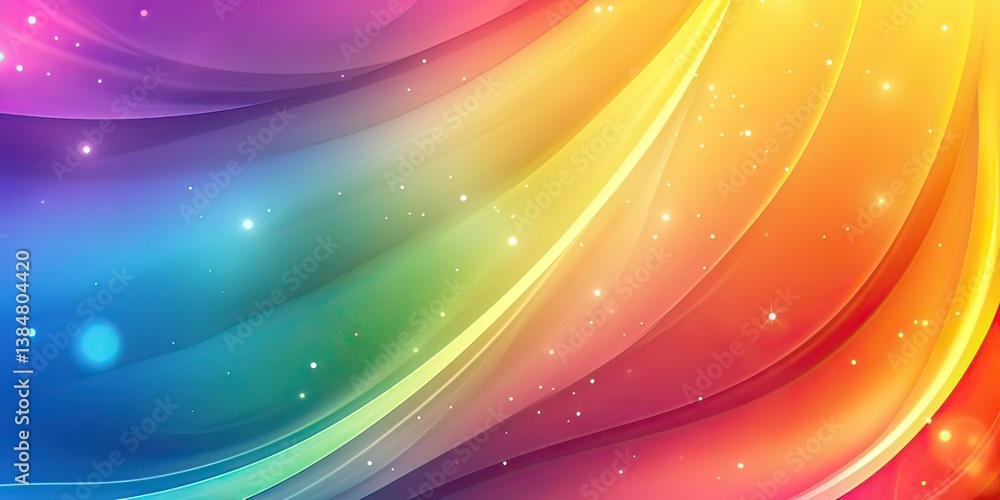 Poster vibrant rainbow spectrum abstract background with smooth curves and sparkle effect, created by ai ge