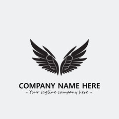 Wing illustration black and white for logo company vector image
