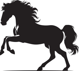 Black horse vector illustration silhouette of a wild running stallion