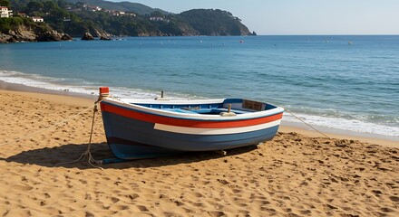 Fototapeta premium Sun-Kissed Shores, Coastal Calm AI Generated