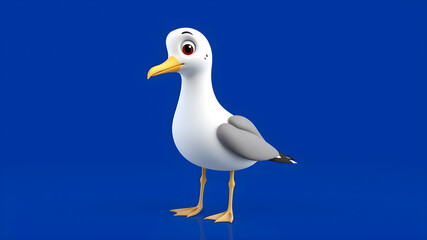Obraz premium Cartoon Sea gull stands on the blue background 3D illustration Generative AI