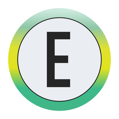 Environmental Grade Capital Letter E Icon with Green to Yellow Gradient Circle – Eco-Friendly Label for World Environment Day and Sustainability Awareness