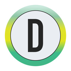 Environmental Grade Capital Letter D Icon with Green to Yellow Gradient Circle &ndash; Eco-Friendly Label for World Environment Day and Sustainability Awareness