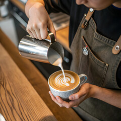 coffee latte in coffee shop cafe.