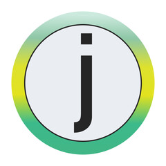 Environmental Grade Lowercase Letter j Icon with Green to Yellow Gradient Circle – Eco-Friendly Label for World Environment Day and Sustainability Awareness