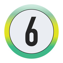 Environmental Grade Number 6 Icon with Green to Yellow Gradient Circle – Eco-Friendly Label for World Environment Day and Sustainability Awareness