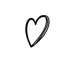 hand drawn hearts isolated on white background