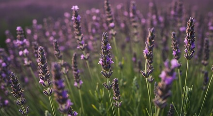 Fototapeta premium Lavender's Golden Hour Embrace AI Generated