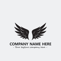 Wing illustration black and white for logo company vector image
