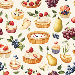 cupcakes tile seamless pattern background