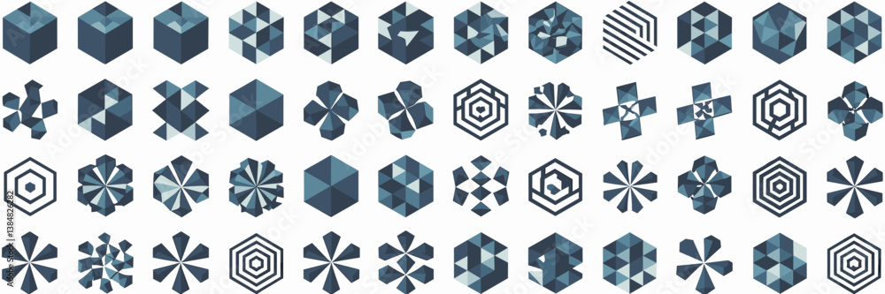 Aufkleber vector icon set of colorful geometric shapes in circular layout