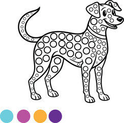 Printable Dotted Dog Coloring Page for Kids