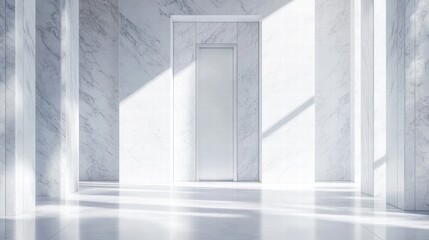 Modern Elevator doors of office or hotel hallway,holiday season decor with christmas tree,Lobby interior, corridor in house with lift,marble elegant lift for passenger or cargo elevators,copy space.