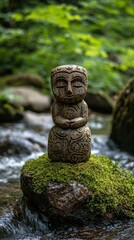Fototapeta premium a small totem pole in a stream 