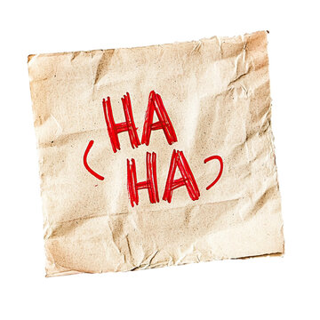 Haha Note with Crumpled Paper.