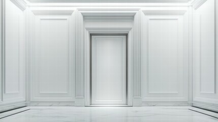 Modern Elevator doors of office or hotel hallway,holiday season decor with christmas tree,Lobby interior, corridor in house with lift,marble elegant lift for passenger or cargo elevators,copy space.