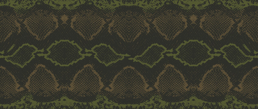 vector repeating anaconda snake skin, realistic texture boa pattern, khaki olive brown color. camouflage most popular seamless pattern. print