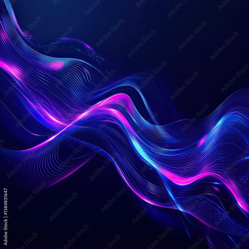 Poster abstract waveform with neon light, perfect for futuristic design backgrounds, created by ai generate