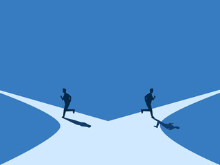 Conflict, Two businessmen running in different directions