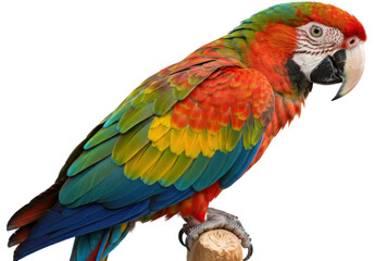 Obraz premium Colorful Macaw Perched on a Stump PNG