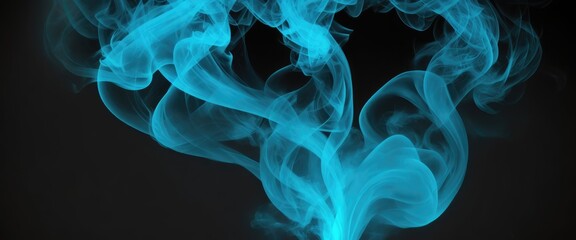 Fototapeta premium Cyan magic smoke in light on black background