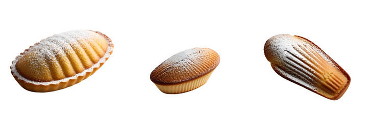 Set of A photo of a Madeleine cake isolated on a transparent background