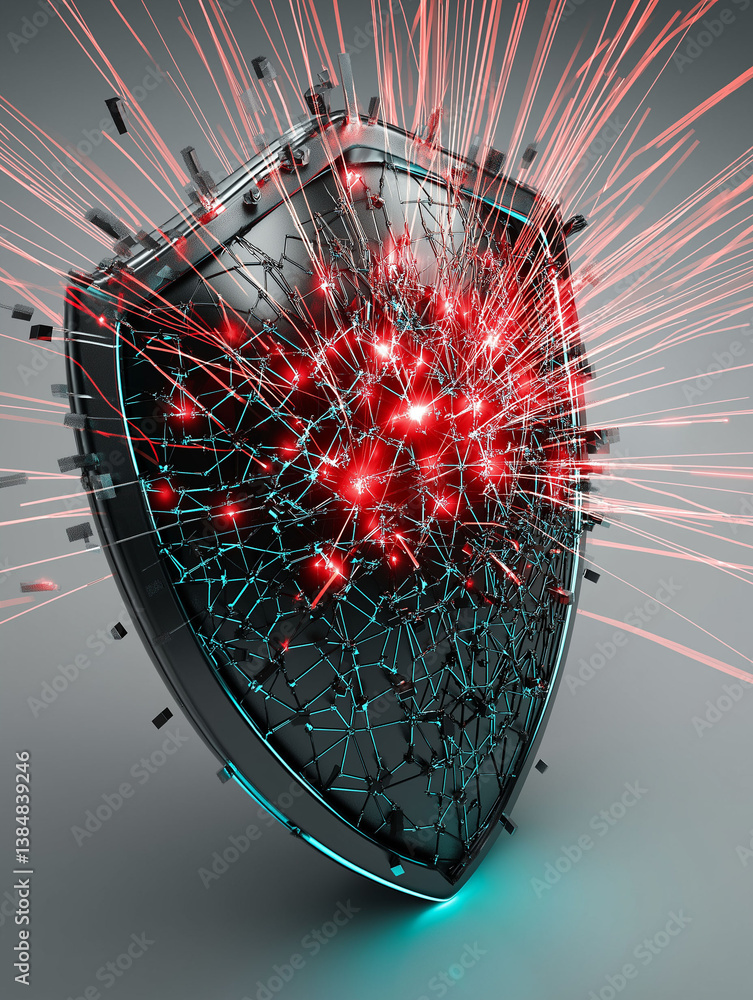 Poster brute force attack breach. password malware. security threat. hacking risk. cyber firewall. security