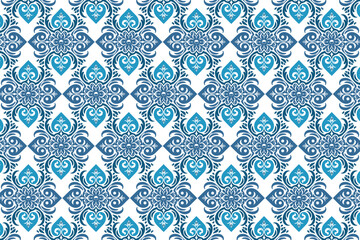 Fototapeta premium artistic blue ornamental wallpaper pattern with seamless floral decoration, perfect for textile, fabric prints, and fashion