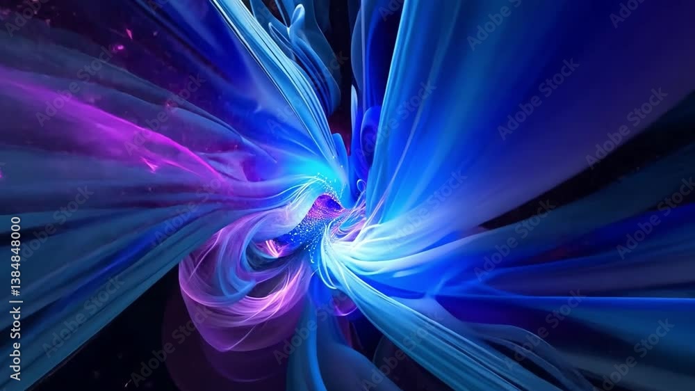Poster mesmerizing abstract design flowing waves of blue and purple, vibrant colors creating depth and move