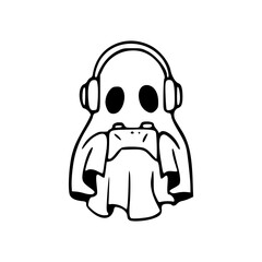 Halloween gamer ghost vector design
