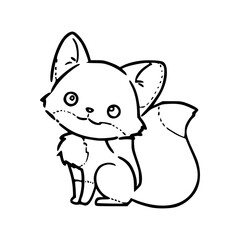 adorable fox with fluffy tail vector