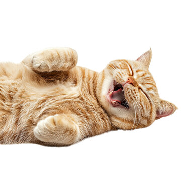 Playful Ginger Cat Yawning.