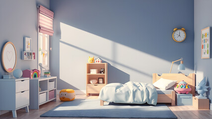 Corner of children room, Empty poster, 3d illustration Generative AI