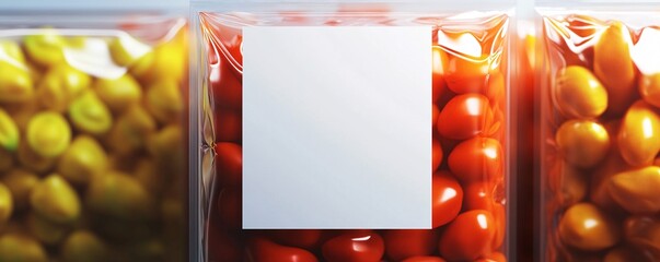 Vacuum packed tomatoes with blank label for branding in supermarket