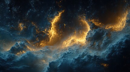 Fiery Cloudscape, Night Sky, Dramatic Scene, High-Contrast, Visual Art, Stock Photo