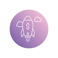 Rocket with Dollar Sign icon isolated on a white background. Vector illustration.