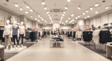 Blurry view of a modern clothing store.