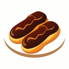 eclairs with glossy chocolate glaze
