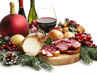 christmas still life with wine